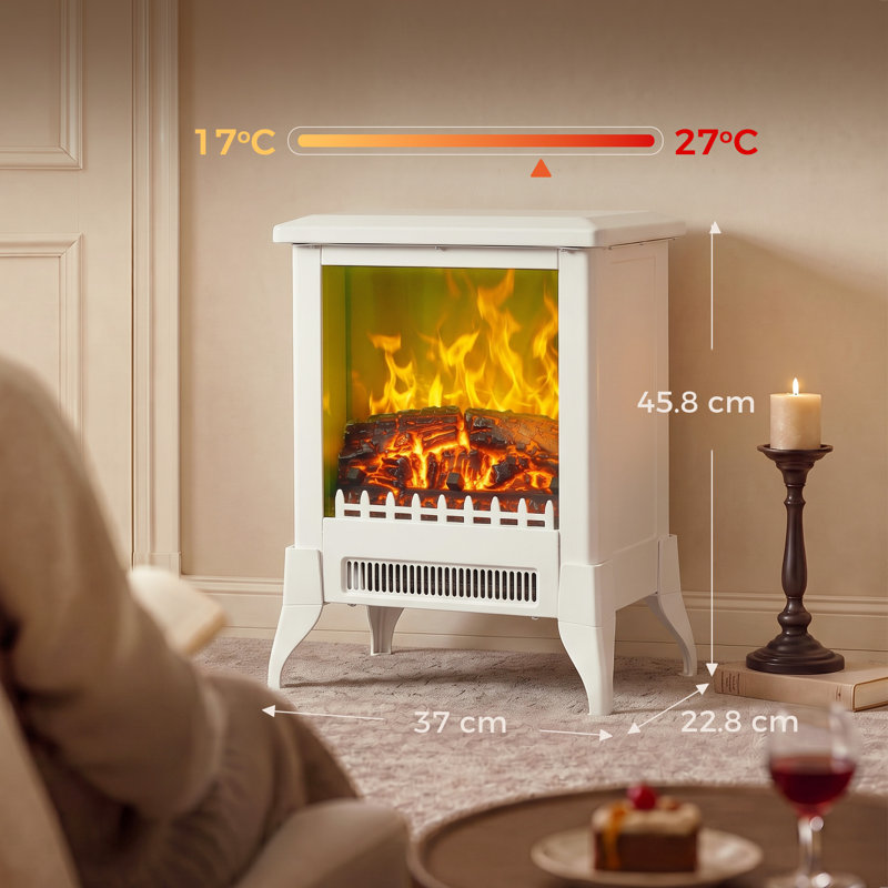 HOMCOM 37 cm W White Electric Fireplace