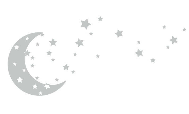 Adhésif décoratif lune et étoiles, Gris clair, H 30 po x l 65 po x P 0,01 po
