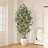 8ft Artificial Ficus Tree with White Tall Planter, Faux Ficus Tree with Natural Trunk