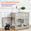 Mobilier pour cage de chien avec coussin, table en bois pour caisse de chien avec 2 tiroirs-901730305-901730304
