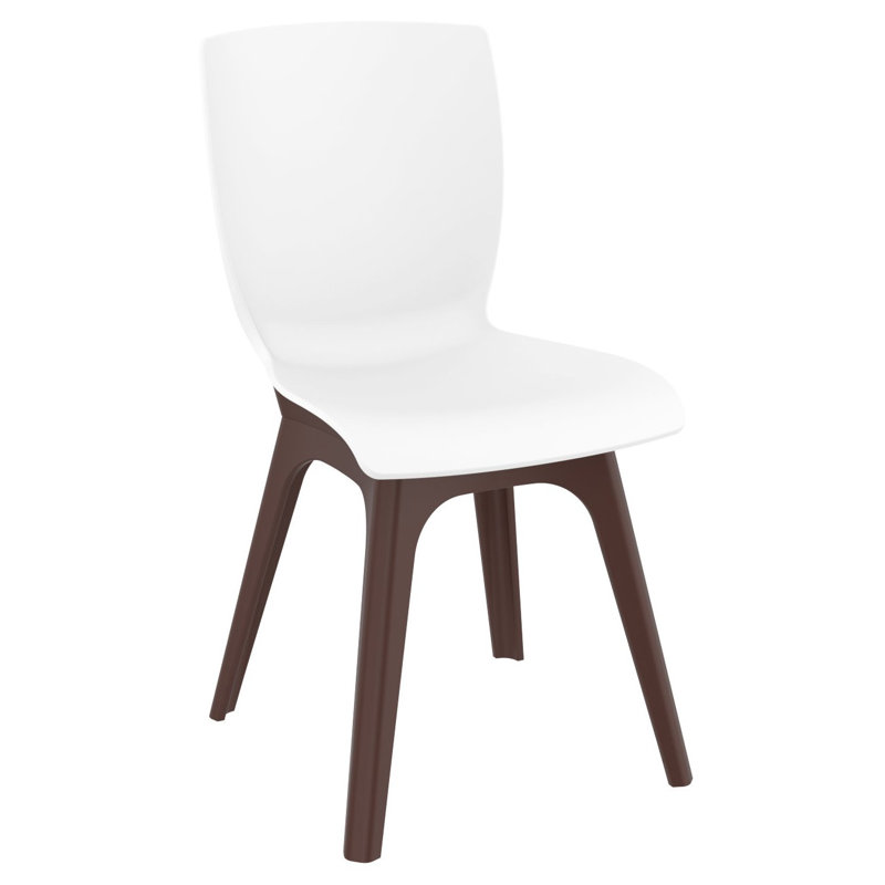 Chaise d'appoint Saranna, Blanc / Brun