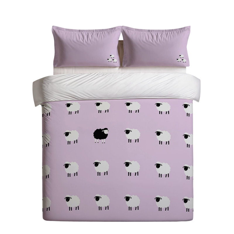 Elegant Lilac Single Quilt Cover Set, 55.1 x 78.7 inches | 70% Cotton, 30% Polyester, Machine Washable | Includes 1 Pillowcase (23.6 x 23.6 inches) with Envelope Closure & Duvet Cover with Button Closure | Soft & Stylish Bedding