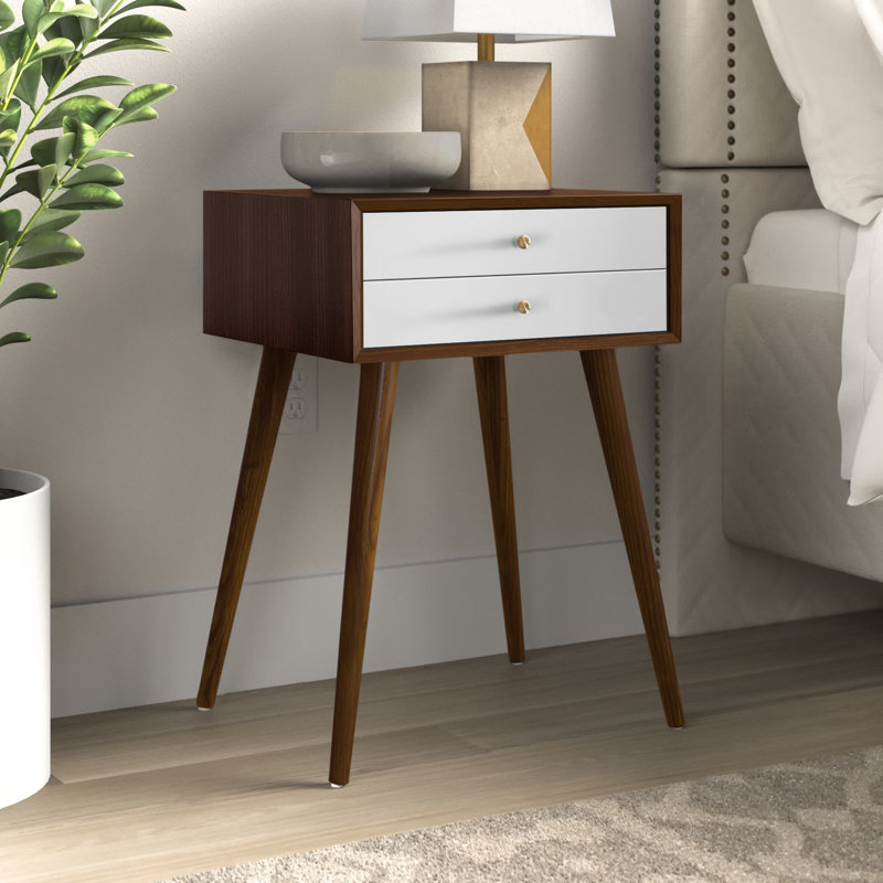 Ottman 18'' W Nightstand, Brown/White