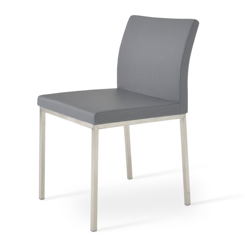 Aria Metal Side Chair, PPM Gray, Chrome