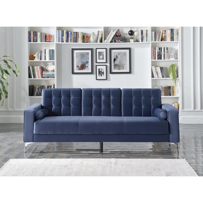 Canapé Goldson Vika gris, 100 % polyester bleu marine
