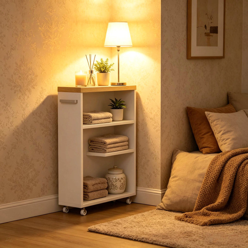 Rangement moderne, armoire de salle de bain, petit chariot de rangement