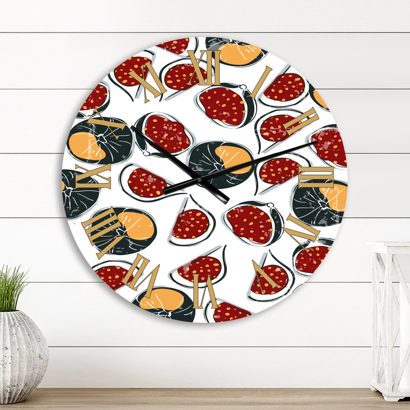 Fruit And Leaves Minimalism II - Mid-Century Modern Wall Clock 1, Small