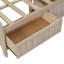 Lit de jour simple en bois avec tablettes de rangement et 3 tiroirs, lait blanc antique