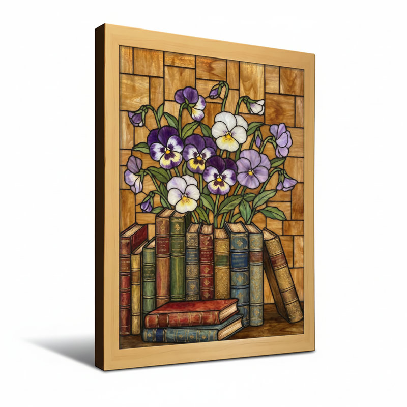 Plantes et fleurs, livres, brique, impression sur toile, H 16 po x l 24 po, Impression encadrée sans passe-partout