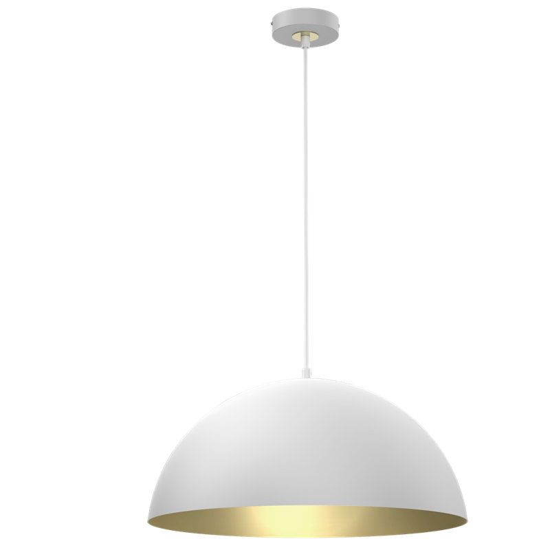 Abdeslam 1 - Light Dome Pendant, 90cm H x 45cm W x 45cm D, White, White/Gold