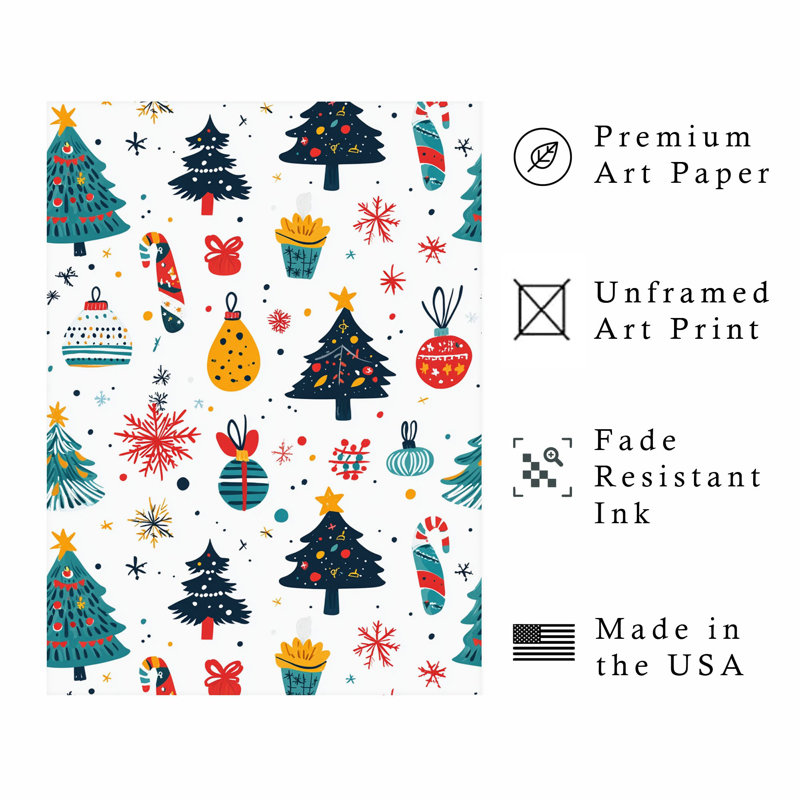 «Holiday Christmas Tree Dreams X III», reproduction d'art moderne sans cadre, H 20 po x l 16 po