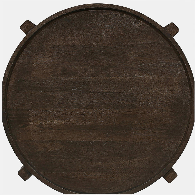 Mavis deep brown solid wood round side table