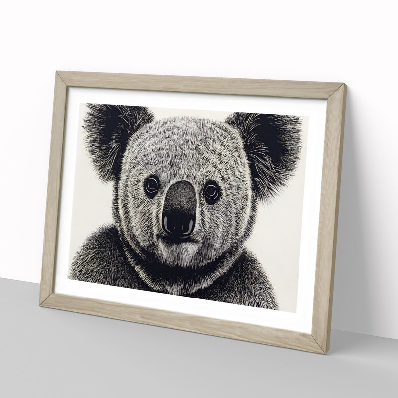 XH1022-8658X Super Koala Bear 1 Piece Single Picture Frame Painting, 25cm H x 34cm W x 2cm D, Oak