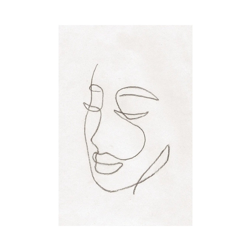 Line Art Woman Face by Whales Way - Print on Canvas, Wrapped Canvas, 30.48cm H x 20.32cm W x 1.91cm D