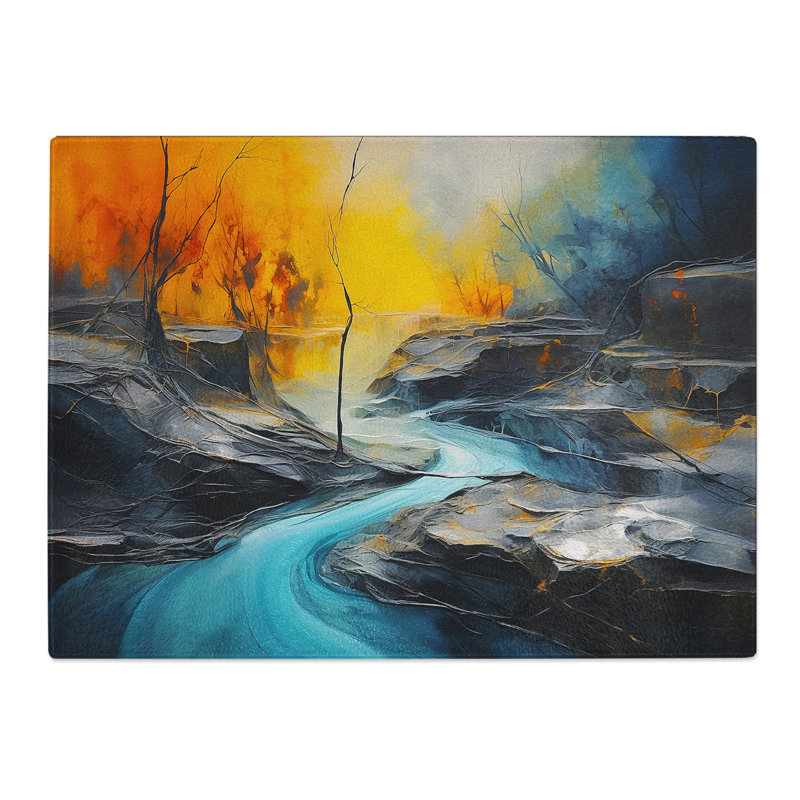 River Abstract  Glass Chopping Board