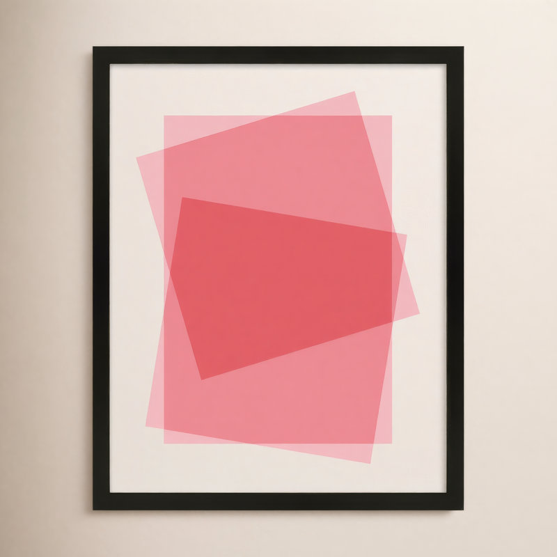 «Kami Pink Kami» encadré par Jacques Pilon, Papier avec cadre noir, H 38 po x l 30 po
