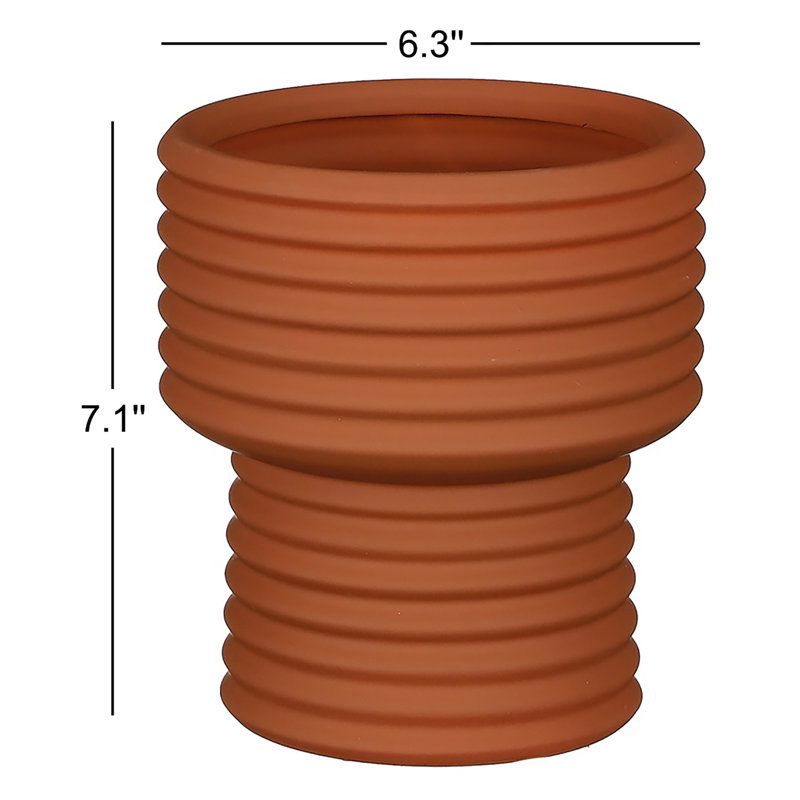 Ivana Ceramic Pot Planter, Brown, 7.1" H x 6.3" W x 6.3" D