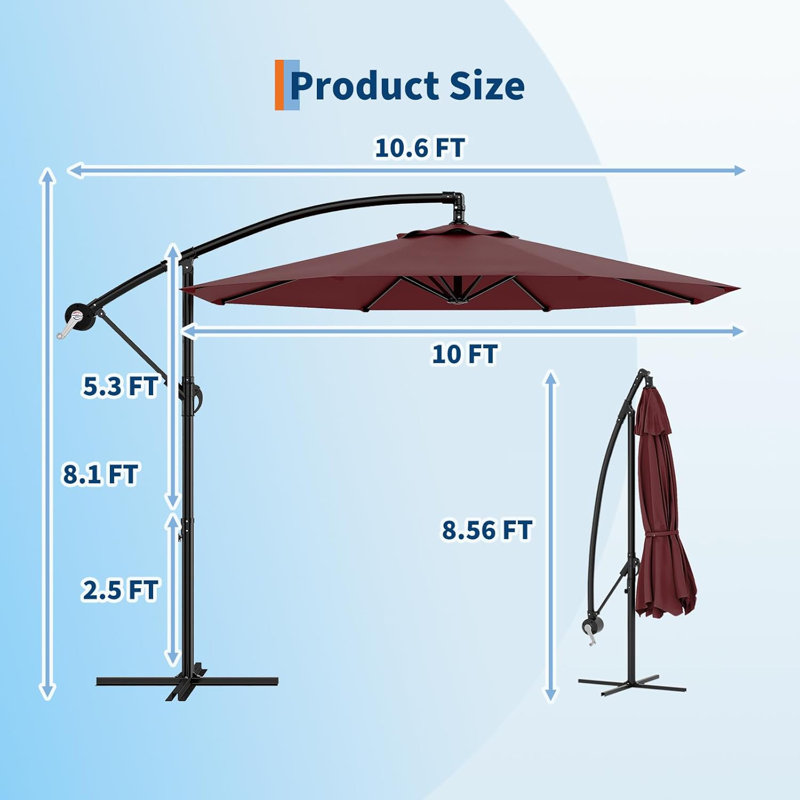 300cm Tilt Cantilever Parasol, Red