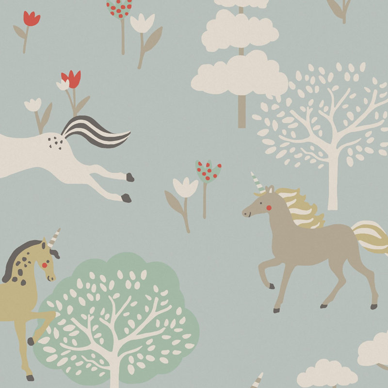  Forest Ponies Witham Blue Wallpaper