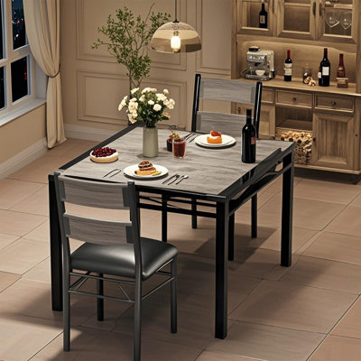 Dining Table Set For 2, Dining Table With 2 Upholstered Chairs, Wood 3-Piece Kitchen Dining Room Table Set With Corner Protector For Small Space, Kitc by 17 Stories