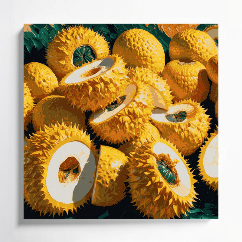 Fruit, jacquier brun, art mural sur toile, 12" H x 12" W