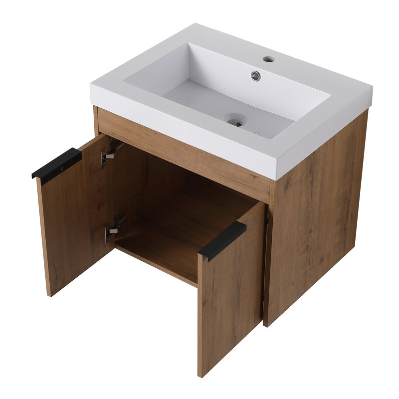 Meuble-lavabo 24 po avec comptoir, lavabo en résine, portes à fermeture douce (KD-PACKING)