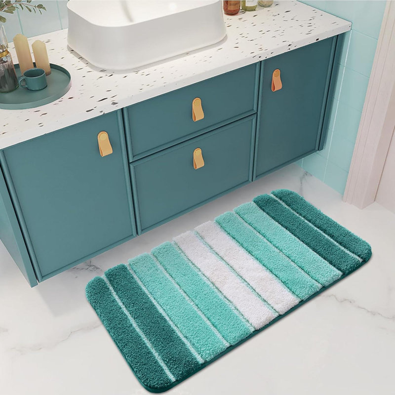 Tapis pour salle de bain en microfibre Jeria, Turquoise