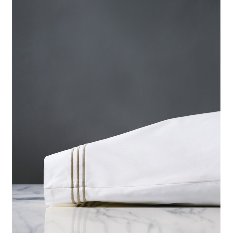 Tessa Egyptian Cotton Pillowcase, White/Sable, Queen Pillowcase