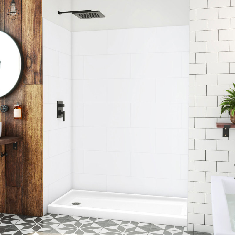 Dreamstone 60 W x 32 D x 84 H Rectangle Shower Stall and Base Included, Left