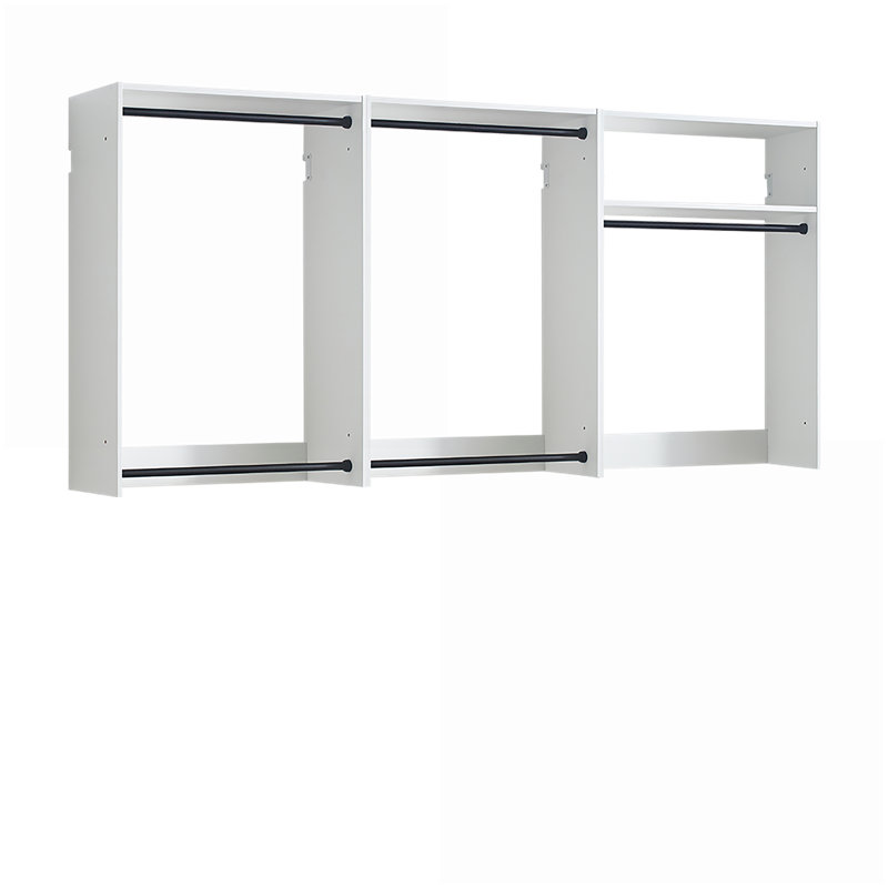 Closet Systems Devi Modular Walk-In Warm Oak Wood Melamine Wall Mounted | White | Wood, White