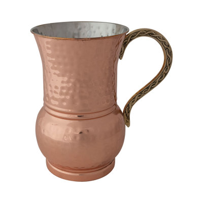 Hammered Stainless Steel Pitcher With Brass Handle