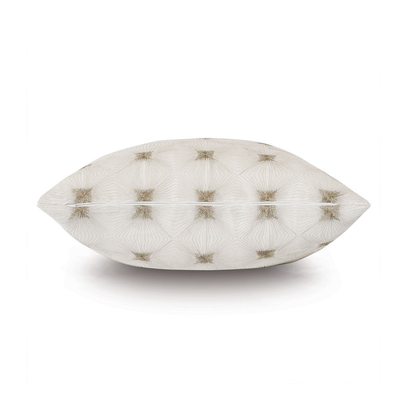 White and Gold Embroidered Square Pillow Cover with Insert