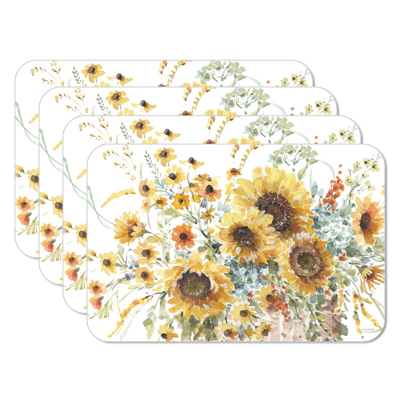 Sunflowers Forever 4 Piece Reversible Flexible Plastic Placemats