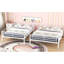 Lit superposé double au-dessus de grand lit double en métal, blanc et facile à assembler pour la chambre des jeunes adolescents-274889169-274889172