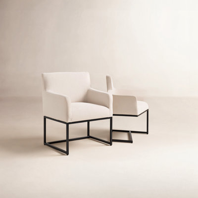 18.9" H Upholstered Armchairs with Metal Base