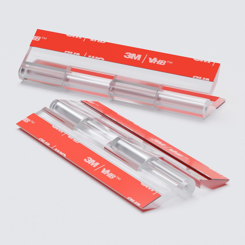 4x Clear Acrylic Piano Hinges 100 mm, Self-Adhesive, No Glue Required