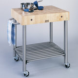 Cucina D'Amico Prep Table with Butcher Block Top
