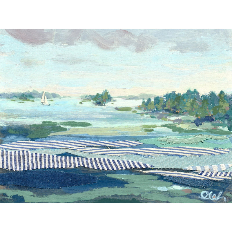 Seersucker Sailing 1 by Karin Olah, 25.25" H x 31.25" W, Wrapped Canvas