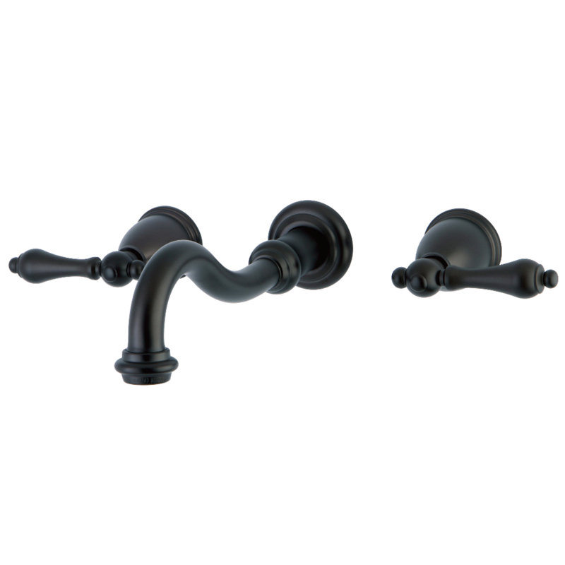 Kingston Brass Vintage Two-Handle 3-Hole Wall Mount Bathroom Faucet, Oil Rubbed Bronze