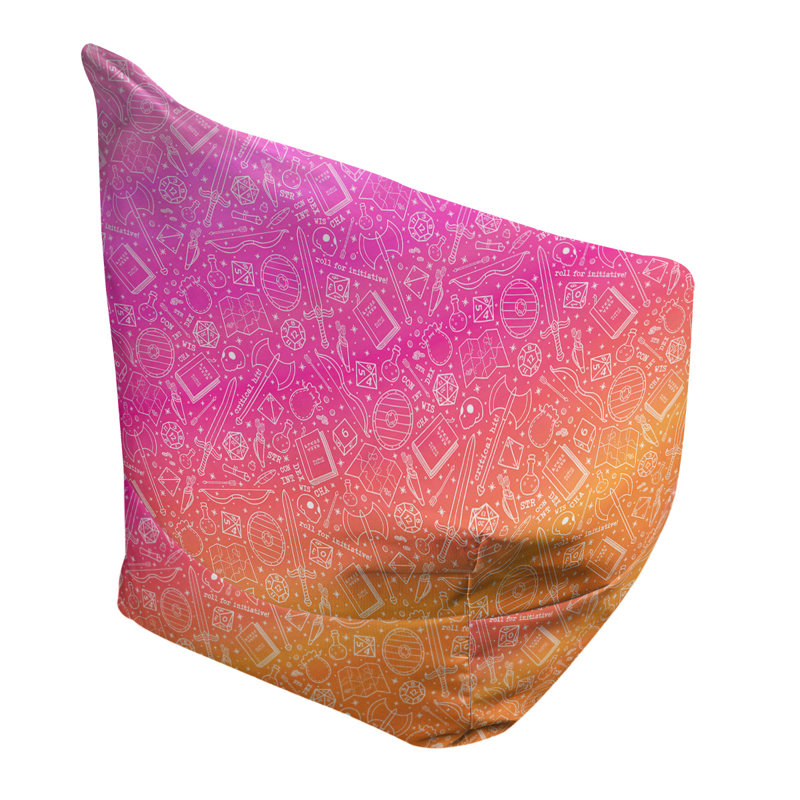 Sac de pois Leffel, H 38 po x L 42 po x P 29 po, Pouf fauteuil, Rose / orange