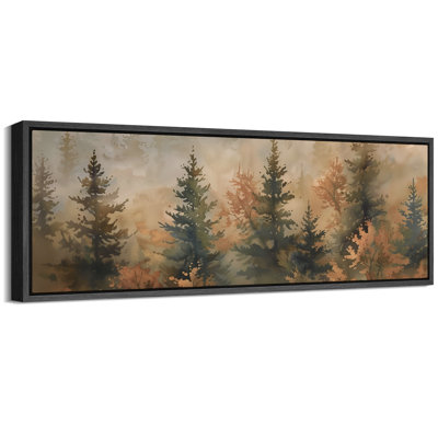 Illustration de pin, forêt, photos de bois d'automne brun, impression numérique sur toile giclée sur toile