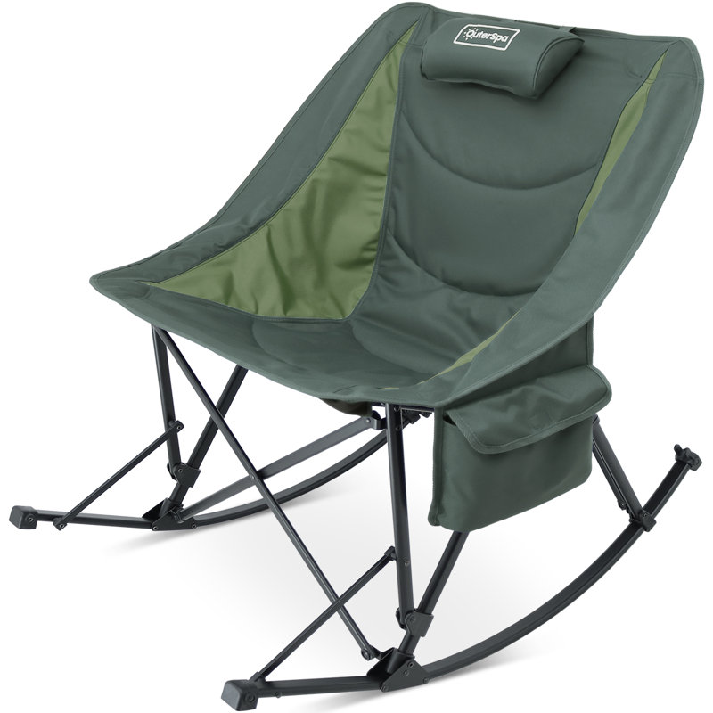 Chaise berçante de camping surdimensionnée avec coussin, Temmo pliant portable pour adultes, support 350 lb, Vert