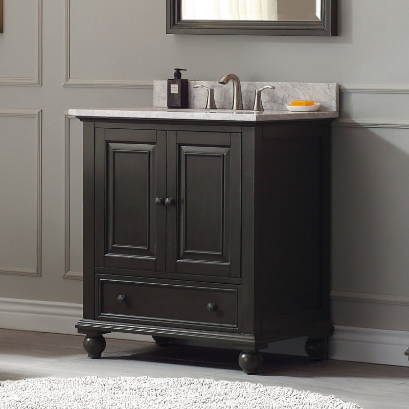 Magruder 30" Single Bathroom Vanity with Top, Charcoal Glaze, Carrera White