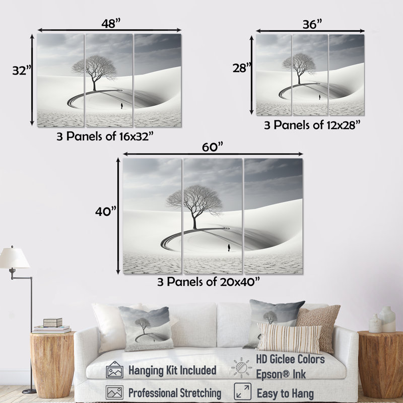 Paysage d'hiver, paysage photo IV - ensemble d'art mural sur toile paysage d'hiver, Toile tendue, H 28 po x l 36 po x P 1 po