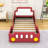 Twin Size Race Car-Shaped Platform Bed With Wheels And Slats-2129094058