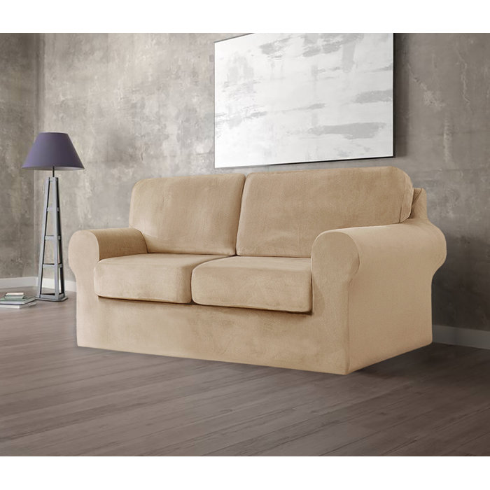 Mercer41 Velvet Sofa Cover Set For 2 Seat Sofas - Includes Separate ...