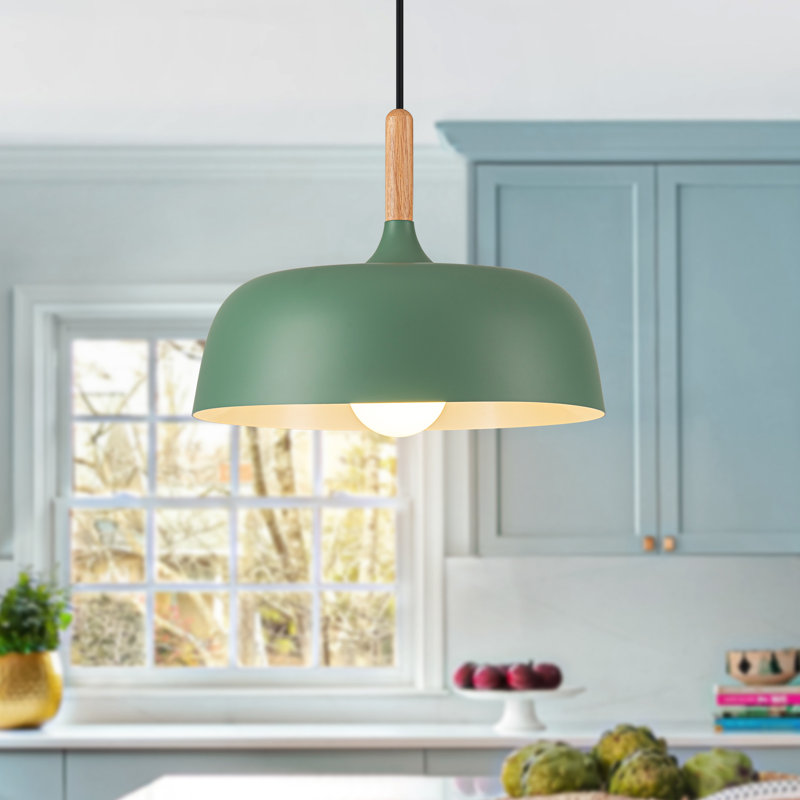 Luminaire suspendu en forme de cloche verte 1 lumière Macaron