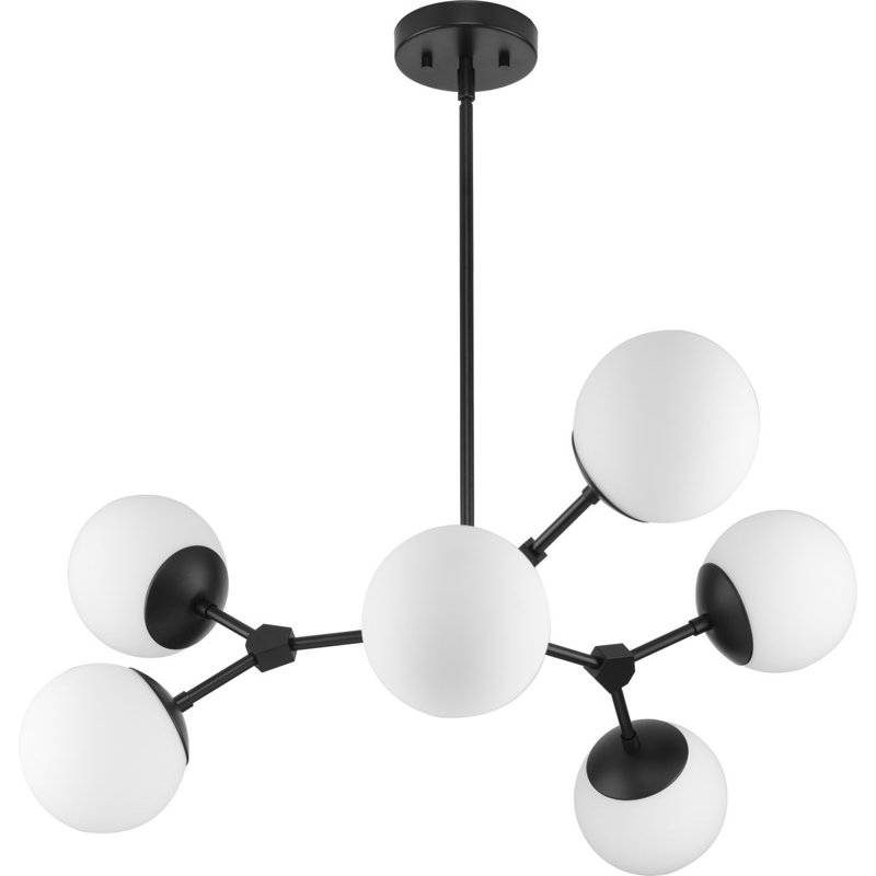 Lustre géométrique à 6 lumières Jervon, Noir mat