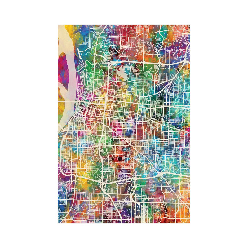 Memphis Tennessee City Map I by Michael Tompsett - 1 Piece Wrapped Canvas Wall Art, 101.6 cm H x 66.04 cm W x 1.91 cm D