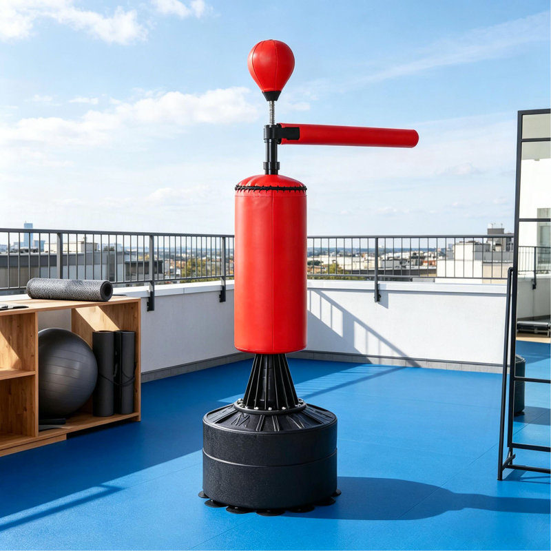 Sac de boxe, sac de boxe autoportant avec boule de vitesse, barre de boxe rotative et gants, base lestée